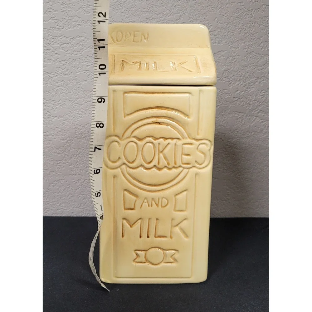 Vintage 1980s Ceramic Milk Carton Cookie Jar Kids Love Milk Retro Kitchen Decor